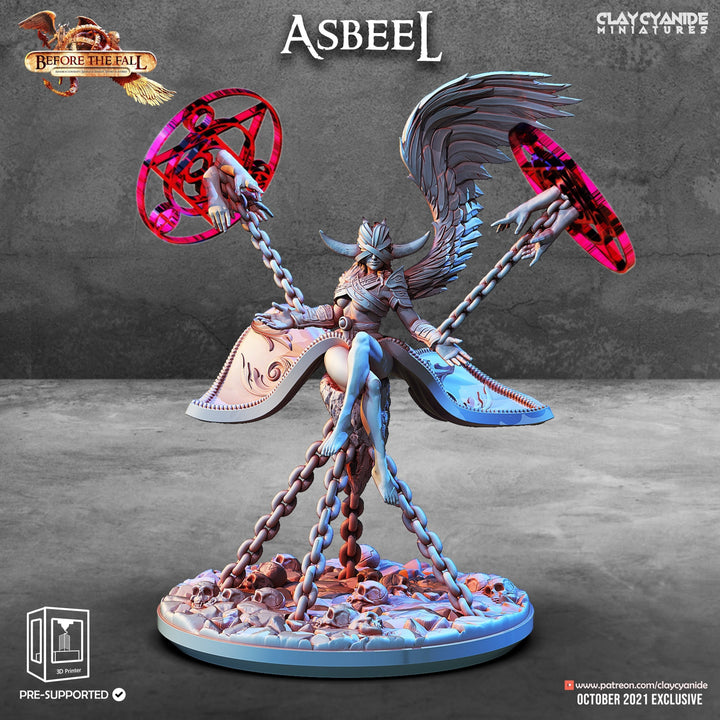 Asbeel Fallen Angel of ruin | 28mm, 32 mm, 75mm Scale | Resin Miniature | Dungeons and Dragons | Pathfinder | D&amp;D 5e | Clay Cyanide