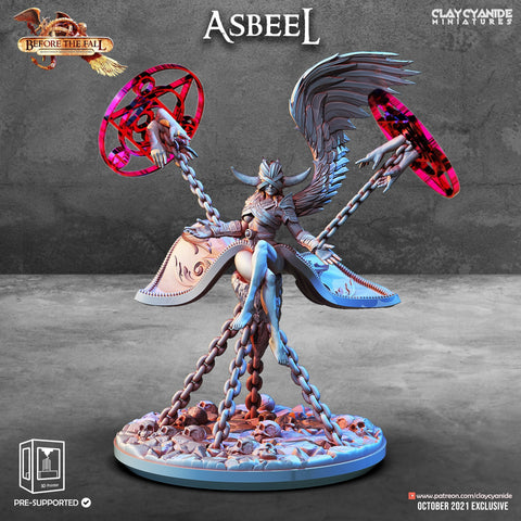 Asbeel Fallen Angel of ruin | 28mm, 32 mm, 75mm Scale | Resin Miniature | Dungeons and Dragons | Pathfinder | D&D 5e | Clay Cyanide