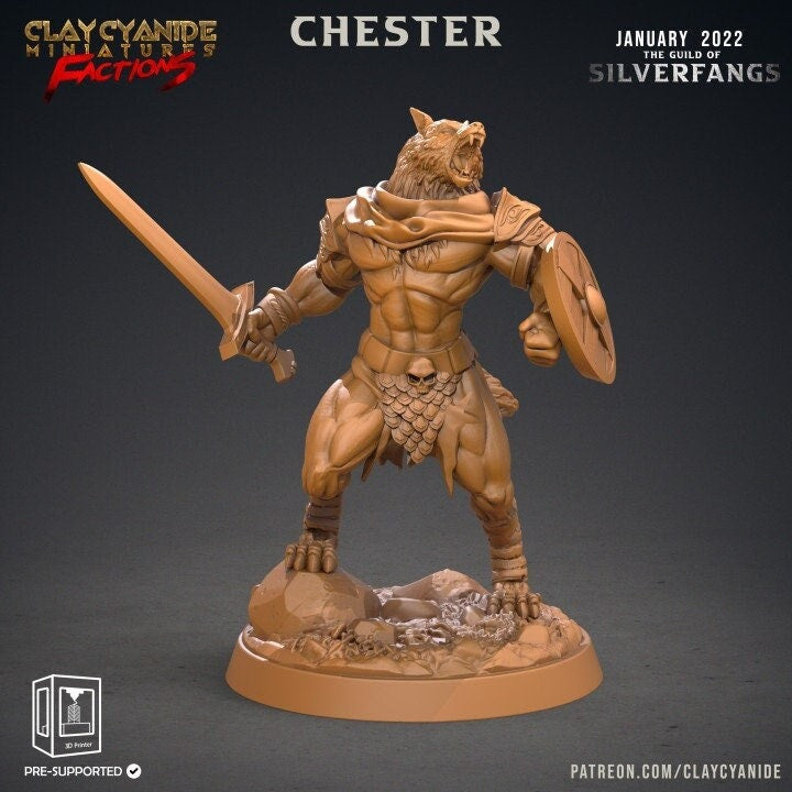 Werewolf Fighter, Wolf Folk, Wolfkind | 28mm, 32mm,75mm Scales | Resin Miniature | Dungeons and Dragons | Figure for painting |Pathfinder |