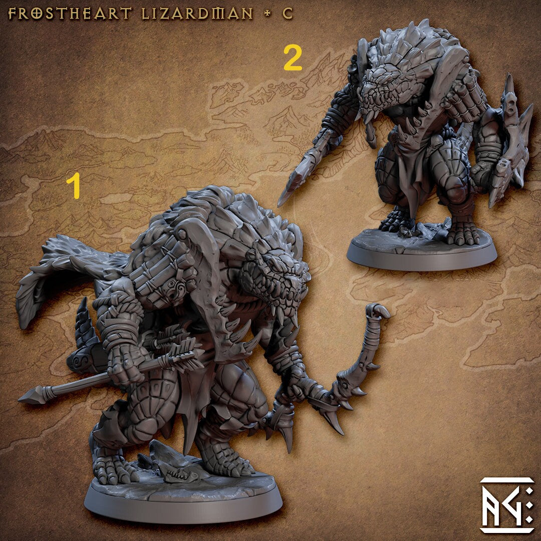Lizardfolk, Lizardman, Fighter, Range, Paladin PC NPC | 28mm,32mm,54mm,75mm Scale Resin Miniature | Dungeons and Dragons |Artisan Guild