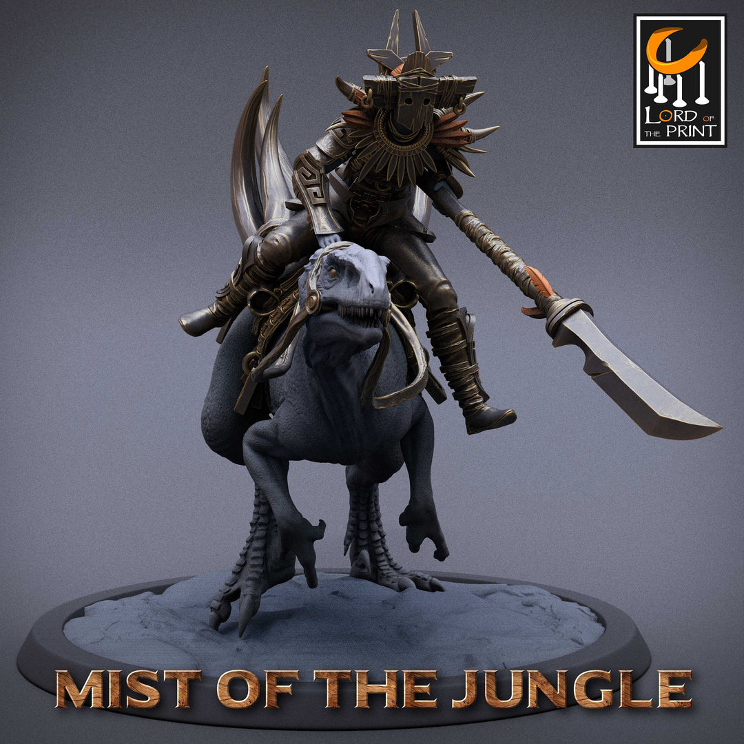 Amazon Fighter Ranger with Spear on Running Raptor | Dungeons and Dragons 5e | 28mm,32mm,75mm Scale | Pathfinder | Lord of The Print
