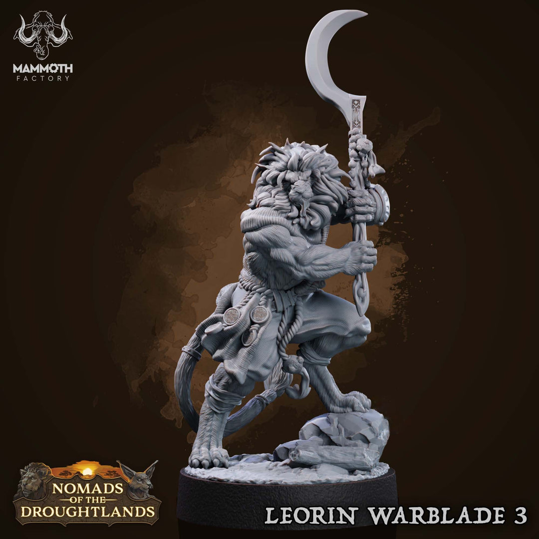 Leonin LionFolk Fighter Barbarian Unpainted | 28mm,32mm,54mm,75mm Scale | Resin | Dungeons and Dragons D&D 5e | Pathfinder |Flesh of Gods