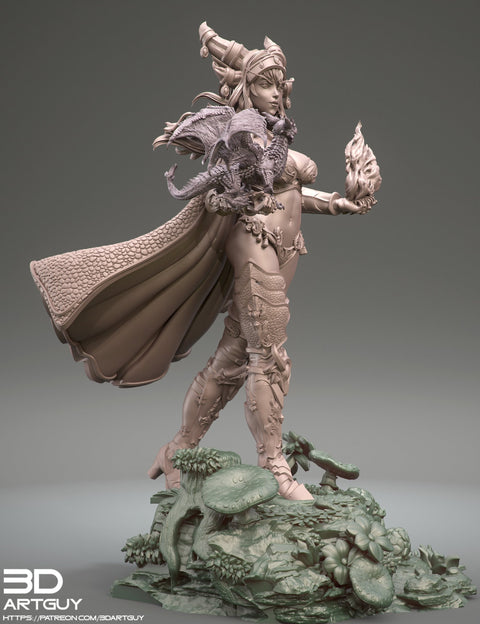 Tiefling Pinup Female Dragon Familiar Sorcerer Warlock PC or NPC | 28mm, 32mm, 50mm,75mm,100mm | Dungeons and Dragons | Pathfinder |3DArtGuy