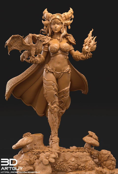 Tiefling Pinup Female Dragon Familiar Sorcerer Warlock PC or NPC | 28mm, 32mm, 50mm,75mm,100mm | Dungeons and Dragons | Pathfinder |3DArtGuy