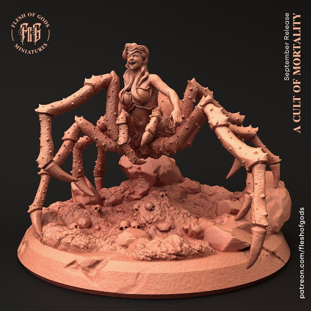 Female Drider Dark Elf Lolth Monstrosity | 28mm and 32mm Scale. | DnD Miniature | Drow Rider | Miniature for Dungeons and Dragons|
