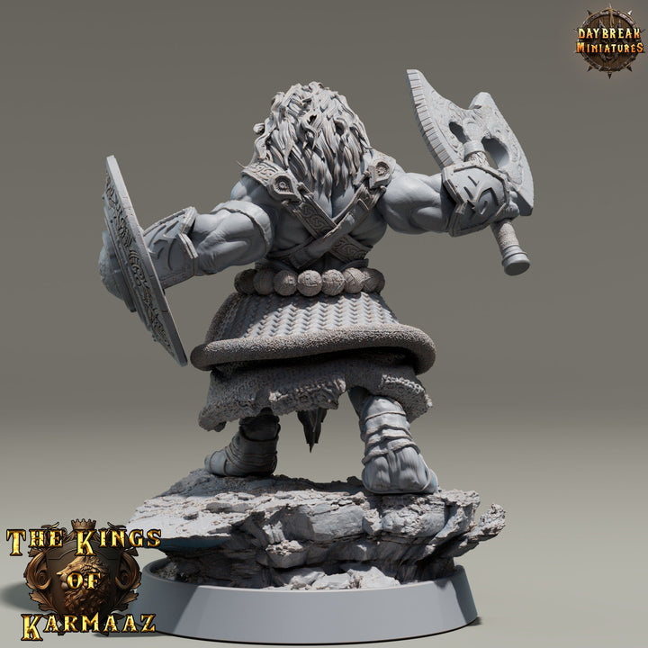 Leonin LionFolk Fighter Barbarian | 28mm, 32mm, 54mm, 75mm Scales,100mm Tall | Dungeons and Dragons D&amp;D 5e | Pathfinder| Daybreak Miniatures