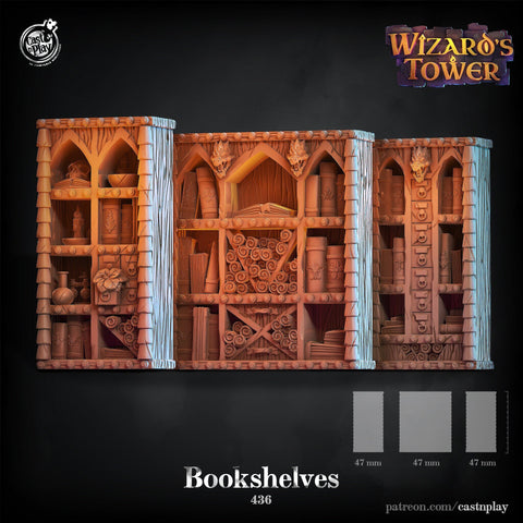 Wizard's Bookshelves Props |Solid Resin 28mm, 32mm| Dungeons and Dragons 5e Miniature | Pathfinder | RPG Tabletop scatter Terrain | DnD|