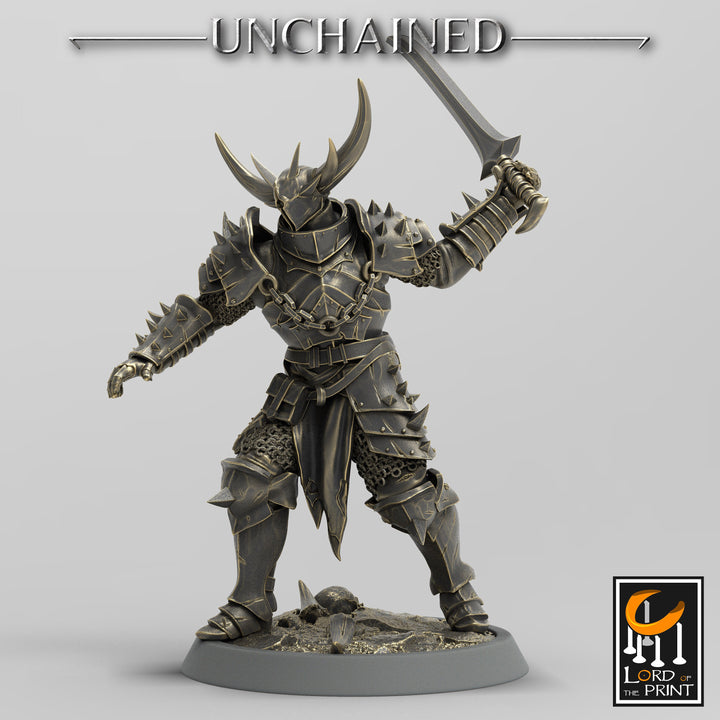 Fighter Sword, Light Soldier, Oathbreaker Paladin, Unpainted Miniature| 28mm, 32mm,54mm,75mm,100mm Scales |Dungeons and Dragons Pathfinder