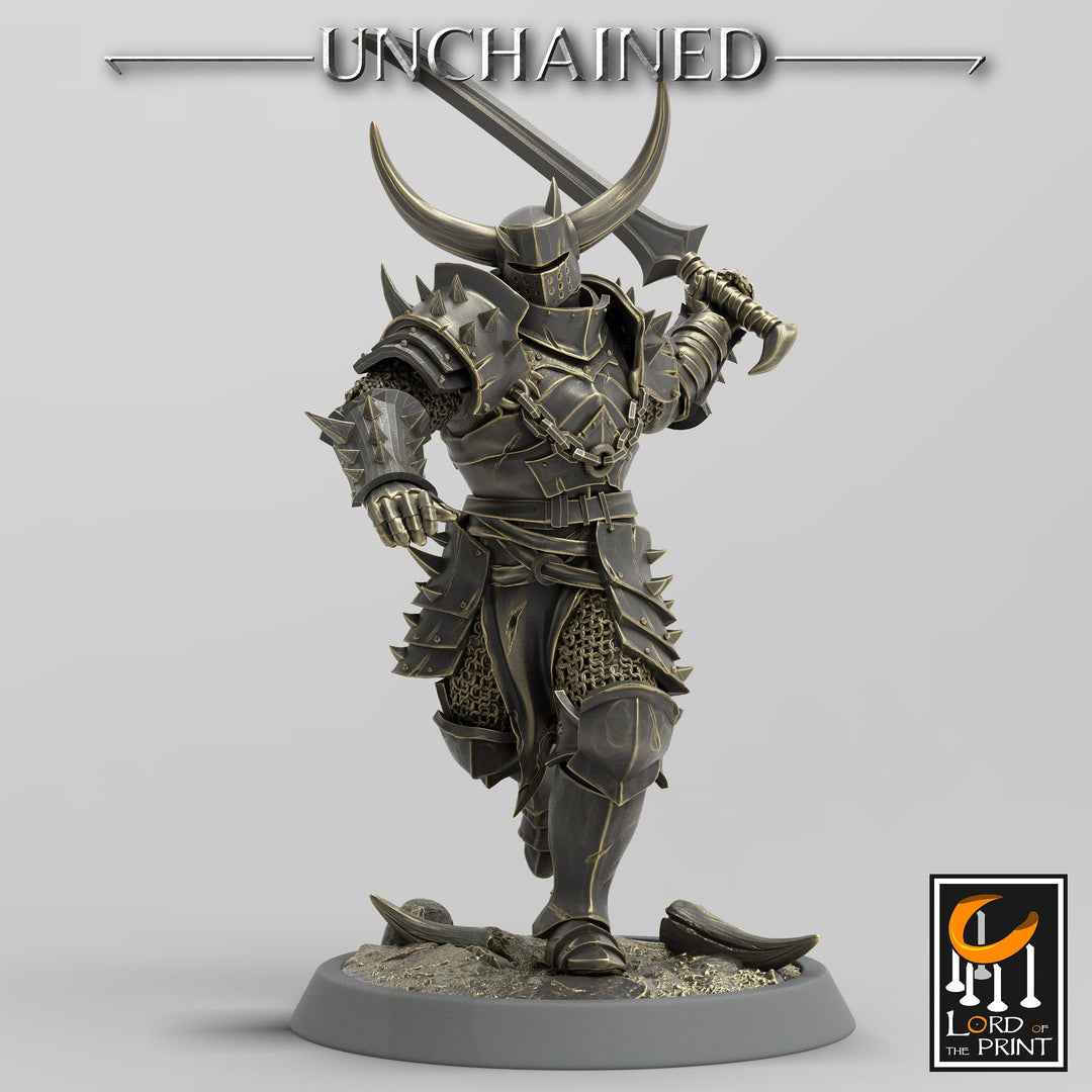 Fighter Sword, Light Soldier, Oathbreaker Paladin, Unpainted Miniature| 28mm, 32mm,54mm,75mm,100mm Scales |Dungeons and Dragons Pathfinder