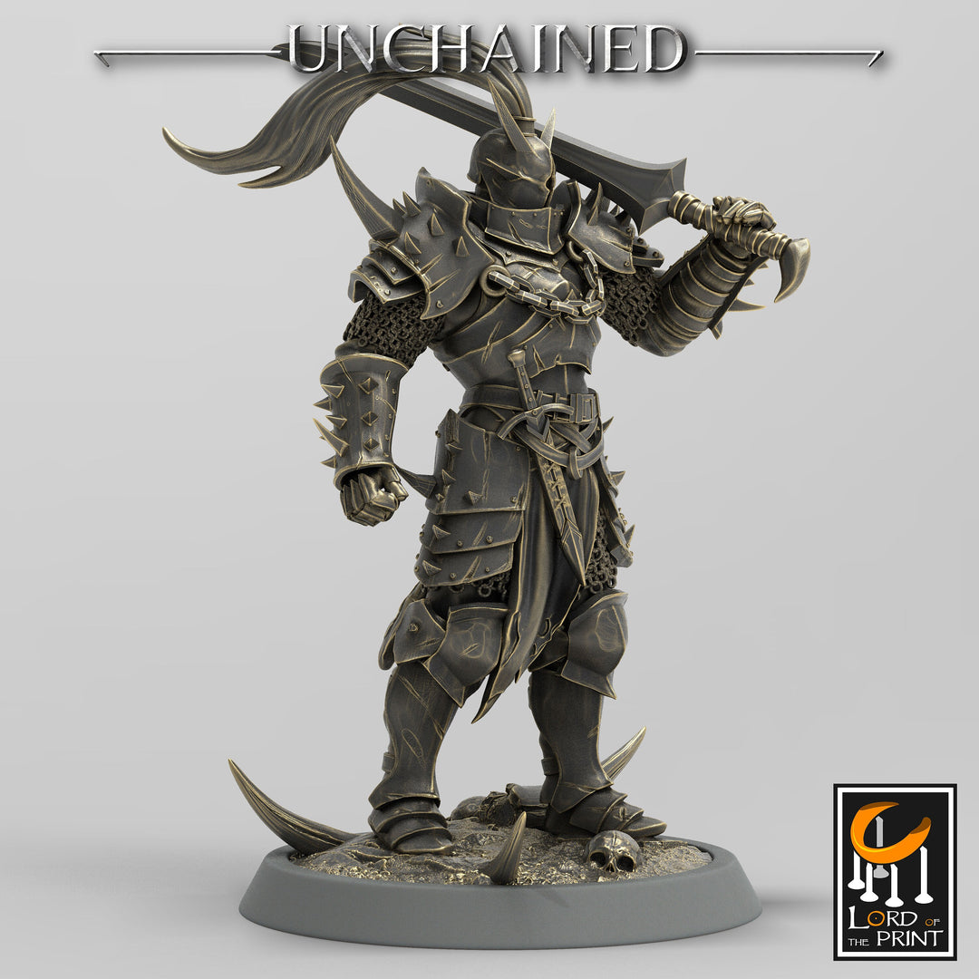 Fighter Sword, Light Soldier, Oathbreaker Paladin, Unpainted Miniature| 28mm, 32mm,54mm,75mm,100mm Scales |Dungeons and Dragons Pathfinder