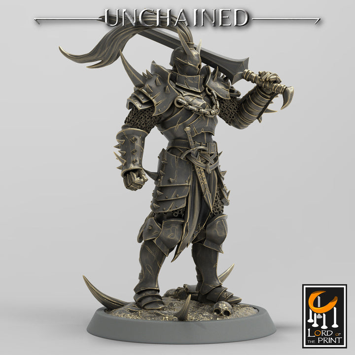 Fighter Sword, Light Soldier, Oathbreaker Paladin, Unpainted Miniature| 28mm, 32mm,54mm,75mm,100mm Scales |Dungeons and Dragons Pathfinder