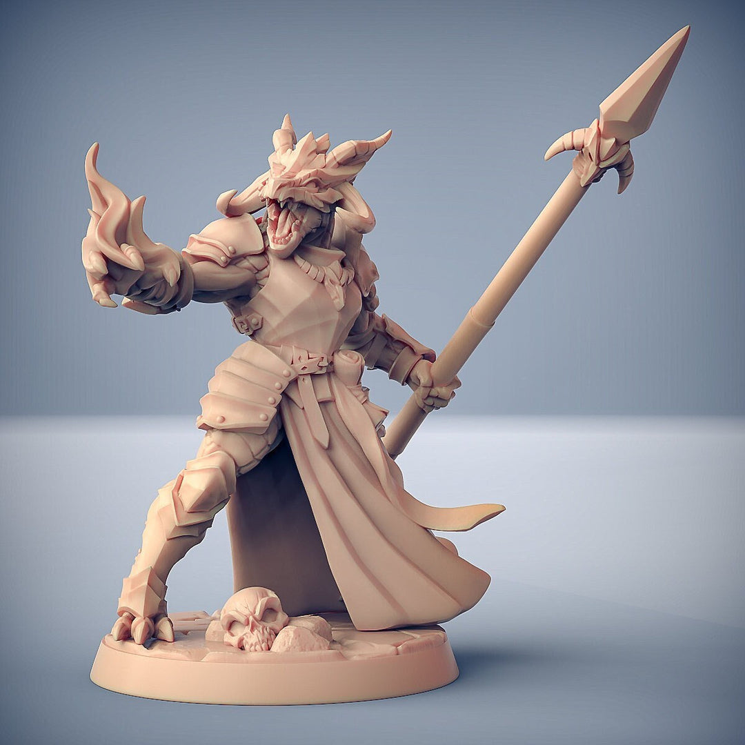 Dragonborn Fighter Eldritch Knight Polearm Master | 28mm, 32mm, 54mm, 75mm Scale Resin Miniature | Dungeons and Dragons 5E | Pathfinder |