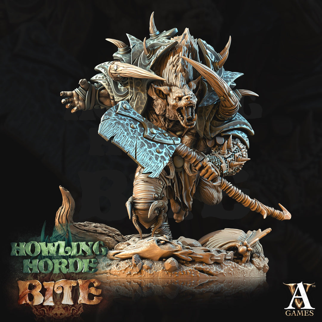 Gnoll Barbarian Brute w/ Axe | Resin Miniature | Dungeons and Dragons | 28mm,32mm, 54mm,75mm Scales |Pathfinder hyena | D&D 5e| Archvillain