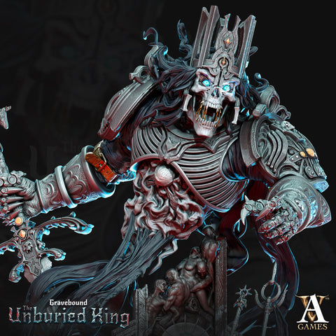 Undead Alliance Death Knight King on Throne and Lich King | 100mm Base | D&D 5E | Dungeons and Dragons | Atrum Rex | Archvillain Games