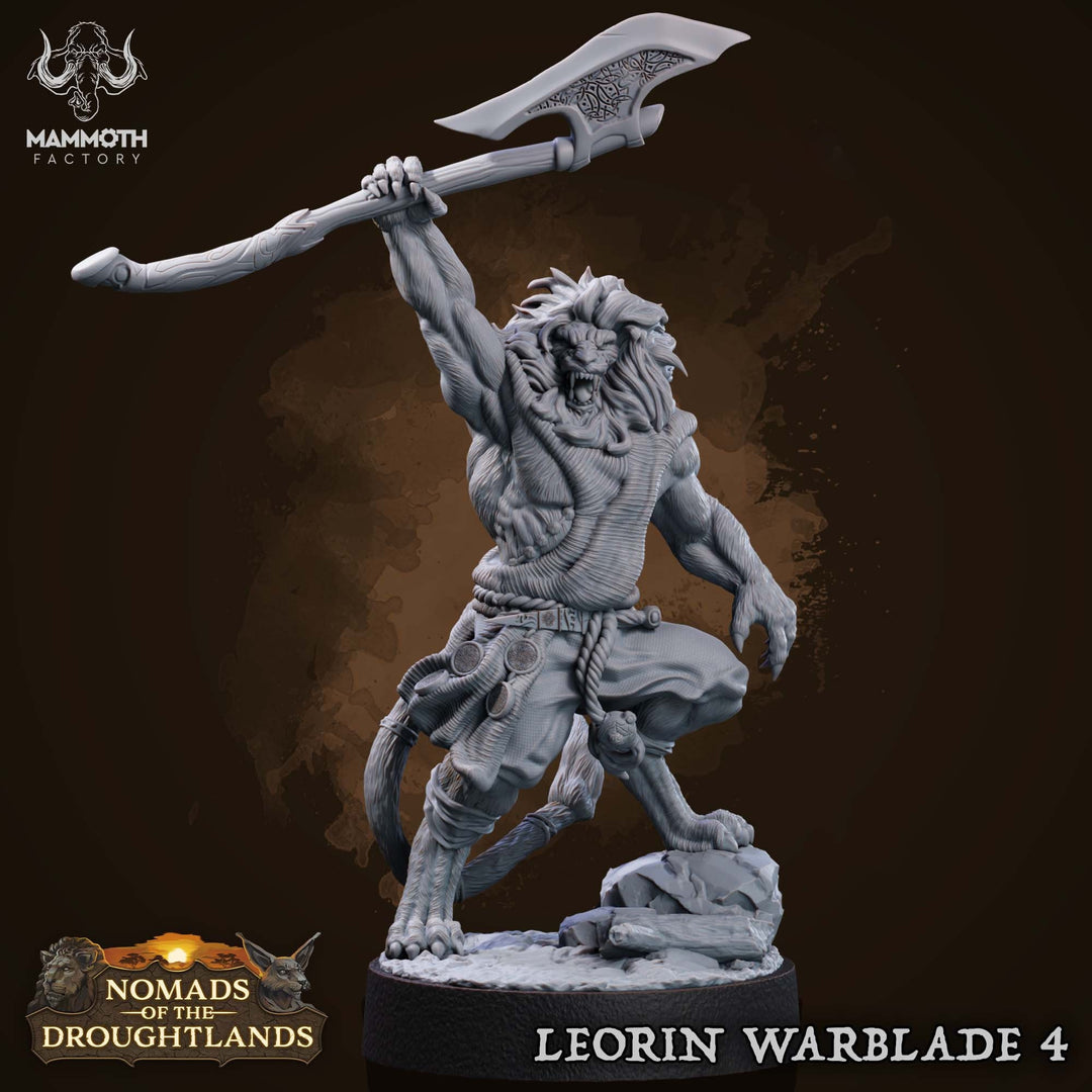 Leonin LionFolk Fighter Barbarian Unpainted | 28mm,32mm,54mm,75mm Scale | Resin | Dungeons and Dragons D&D 5e | Pathfinder |Flesh of Gods