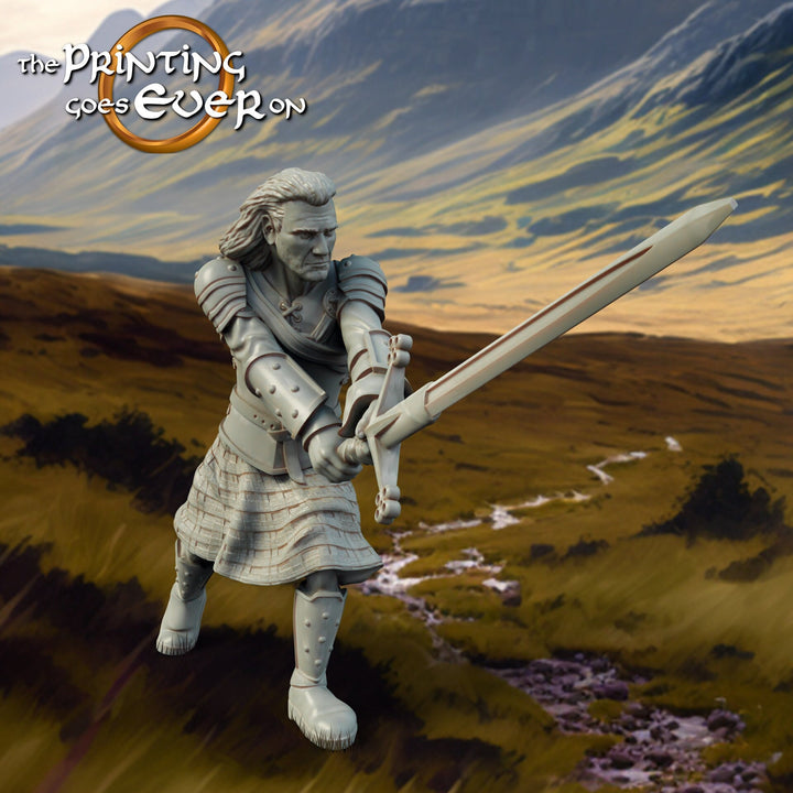 Human Highlander Ranger Fighter | Miniature | 28mm, 32mm, 54mm,75mm,100mm Scale | Pathfinder Figure| DnD | Human Ranger Figurine unpainted |