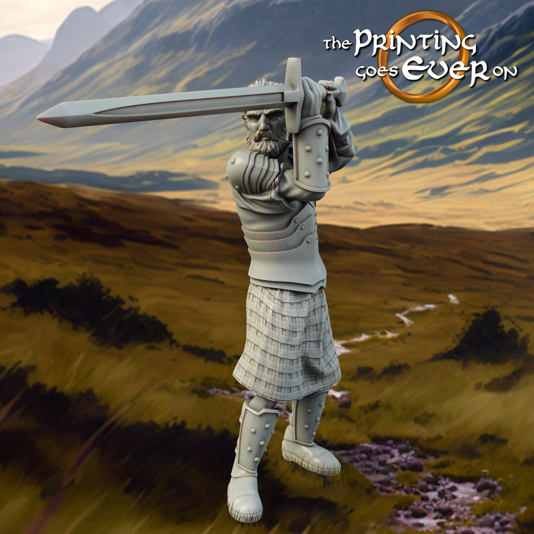 Human Highlander Ranger Fighter | Miniature | 28mm, 32mm, 54mm,75mm,100mm Scale | Pathfinder Figure| DnD | Human Ranger Figurine unpainted |