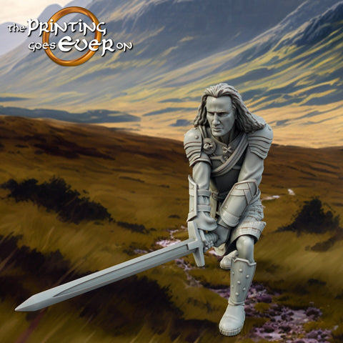 Human Highlander Ranger Fighter | Miniature | 28mm, 32mm, 54mm,75mm,100mm Scale | Pathfinder Figure| DnD | Human Ranger Figurine unpainted |