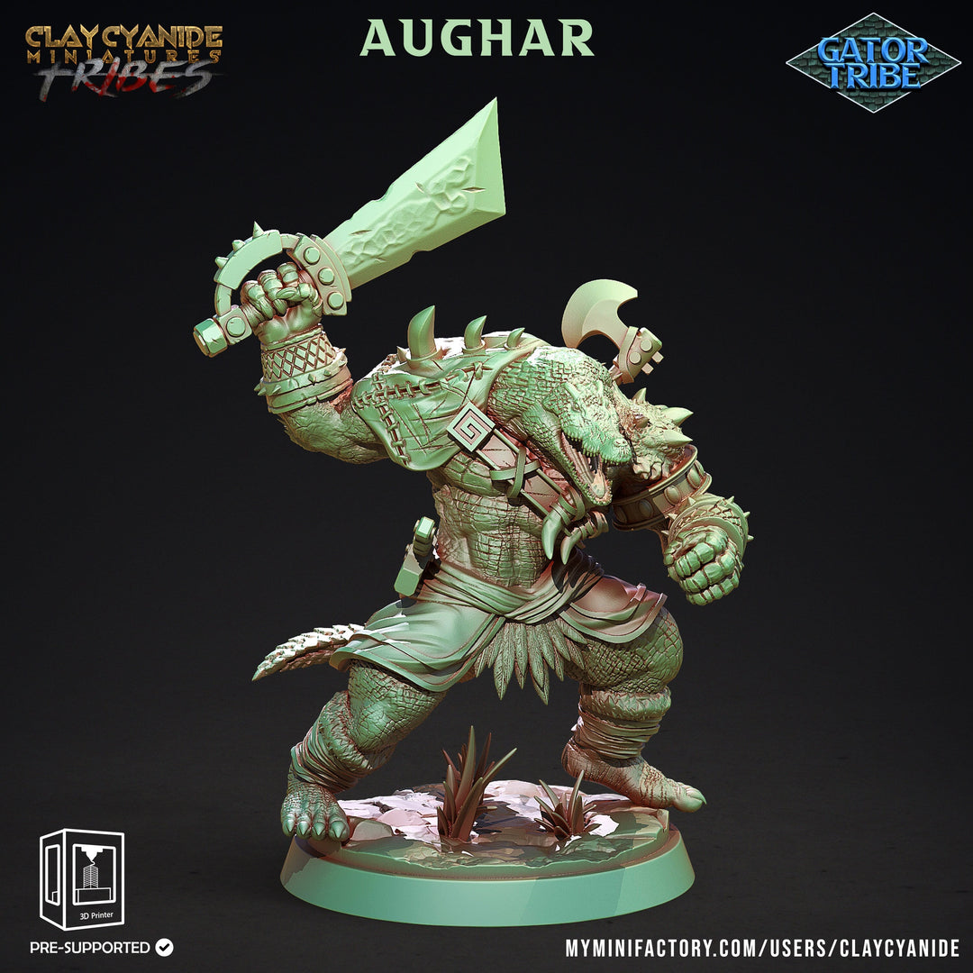 Crocodilian Fighter, Lizardfolk Lizardman mini | 28mm, 32mm, 75mm,100mm Scale Resin Miniature | Dungeons and Dragons Miniatures| Pathfinder