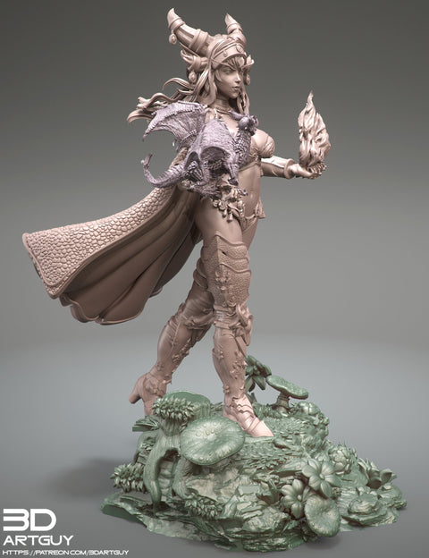 Tiefling Pinup Female Dragon Familiar Sorcerer Warlock PC or NPC | 28mm, 32mm, 50mm,75mm,100mm | Dungeons and Dragons | Pathfinder |3DArtGuy