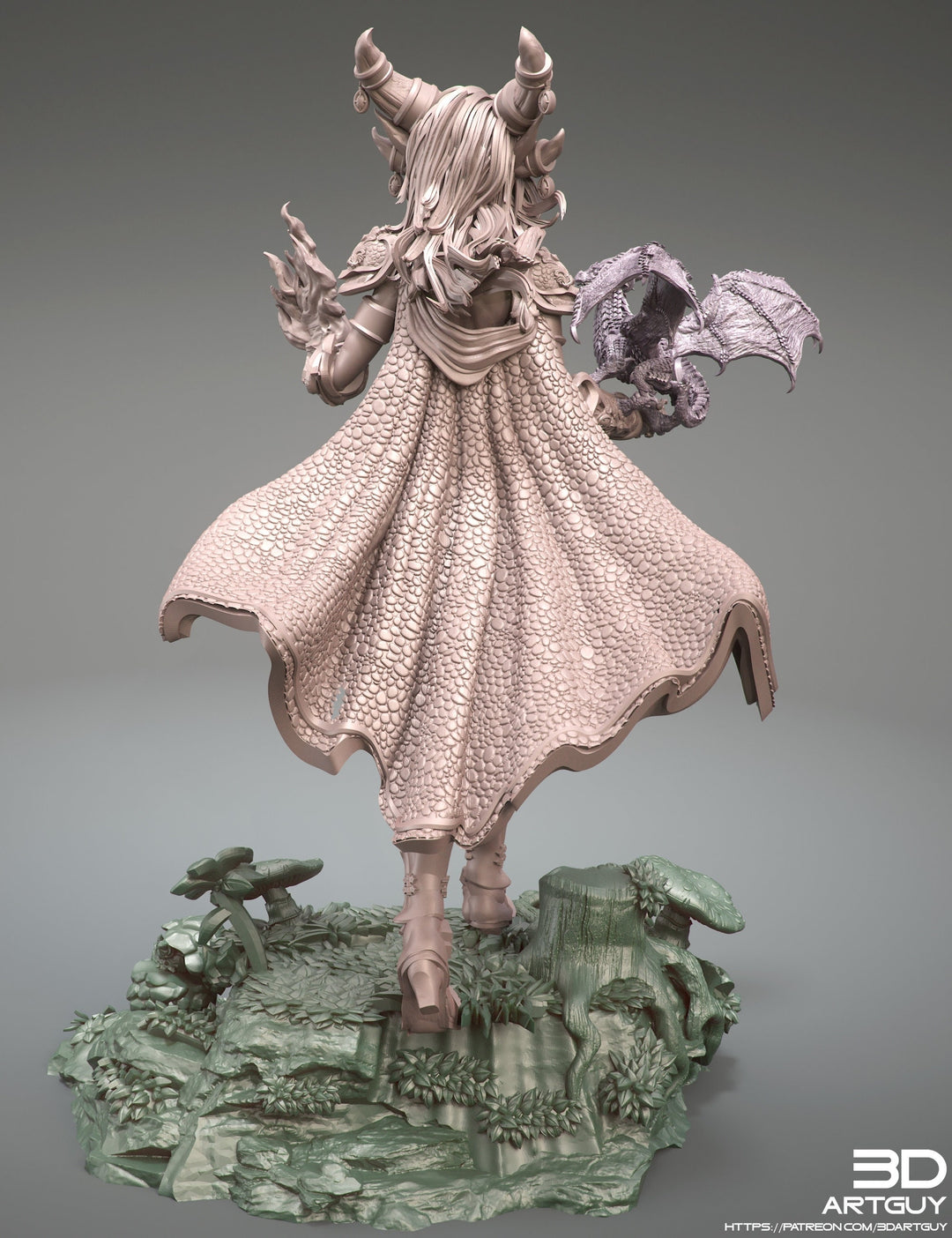 Tiefling Pinup Female Dragon Familiar Sorcerer Warlock PC or NPC | 28mm, 32mm, 50mm,75mm,100mm | Dungeons and Dragons | Pathfinder |3DArtGuy