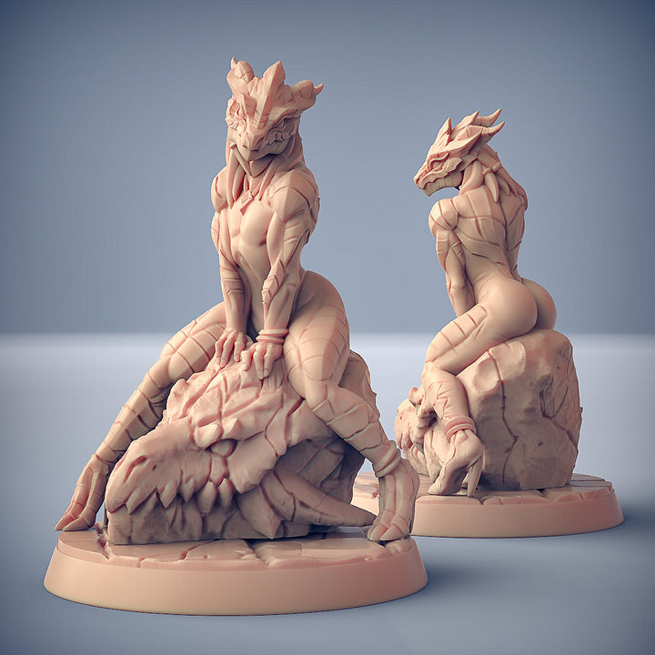 Lusty Dragonborn Draconian Maid | 28mm, 32mm, 54mm, 75mm Scale Resin Miniature | Dungeons and Dragons D&amp;D 5e | Pathfinder | Artisan Guild