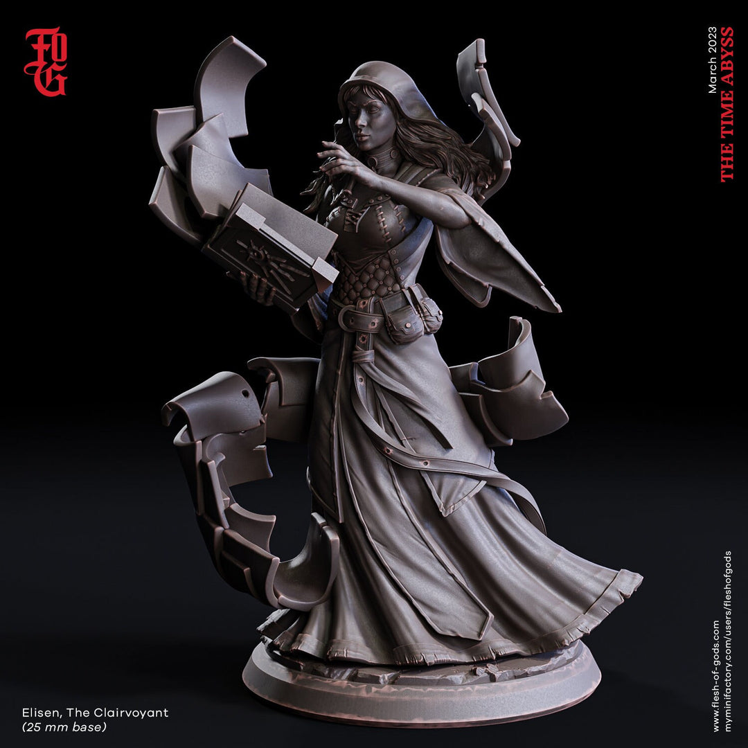 Female Wizard, Warlock, Sorcerer PC NPC | 28mm, 32mm,54mm, 75mm, 100mm Scale Resin Miniature | Dungeons and Dragons | Flesh of Gods