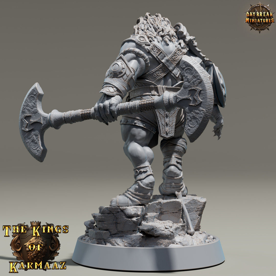 Leonin LionFolk Fighter Barbarian | 28mm, 32mm, 54mm, 75mm Scales,100mm Tall | Dungeons and Dragons D&amp;D 5e | Pathfinder| Daybreak Miniatures