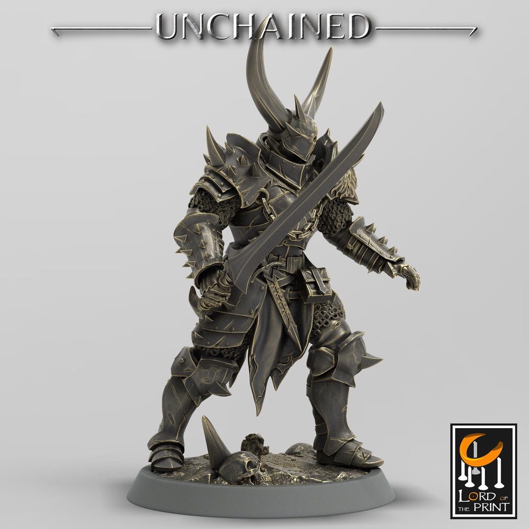 Fighter Sword, Light Soldier, Oathbreaker Paladin, Unpainted Miniature| 28mm, 32mm,54mm,75mm,100mm Scales |Dungeons and Dragons Pathfinder