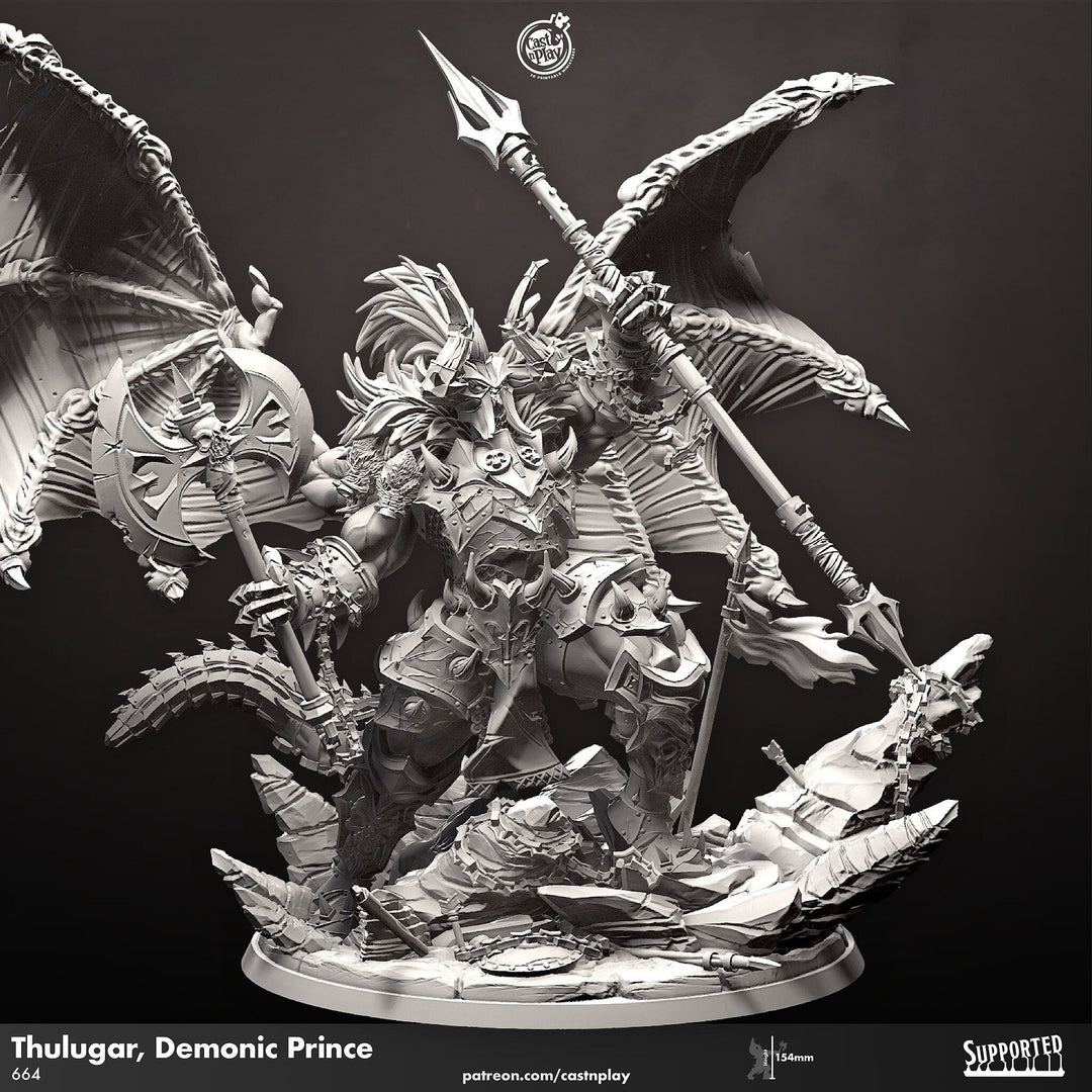 Demonic Prince Thulgar, Demon Lord, Devil | 28mm and 32mm Scale | Dungeons and Dragons 5e | Pathfinder | Figurine Mini | Cast n Play