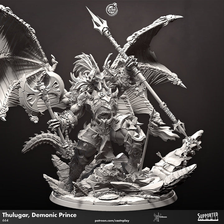 Demonic Prince Thulgar, Demon Lord, Devil | 28mm and 32mm Scale | Dungeons and Dragons 5e | Pathfinder | Figurine Mini | Cast n Play