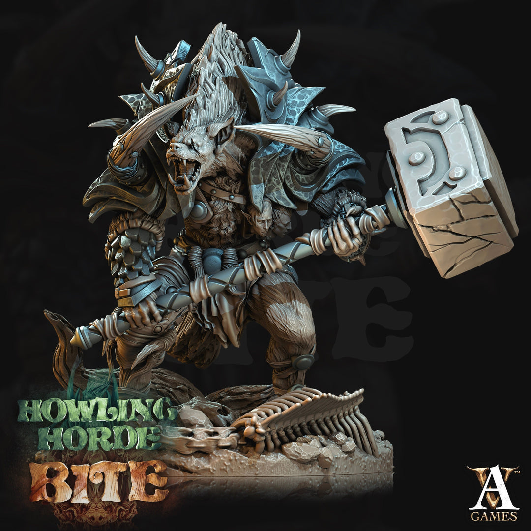 Gnoll Barbarian Brute w/Hammer | Resin Miniature | Dungeons and Dragons |28mm,32mm, 54mm,75mm Scales |Pathfinder hyena | D&D 5e| Archvillain