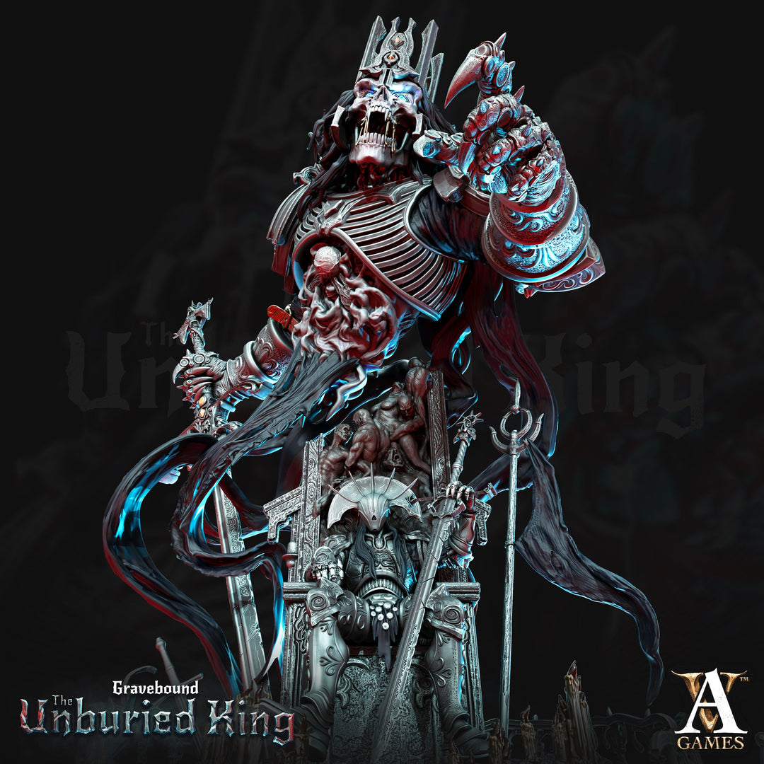 Undead Alliance Death Knight King on Throne and Lich King | 100mm Base | D&amp;D 5E | Dungeons and Dragons | Atrum Rex | Archvillain Games