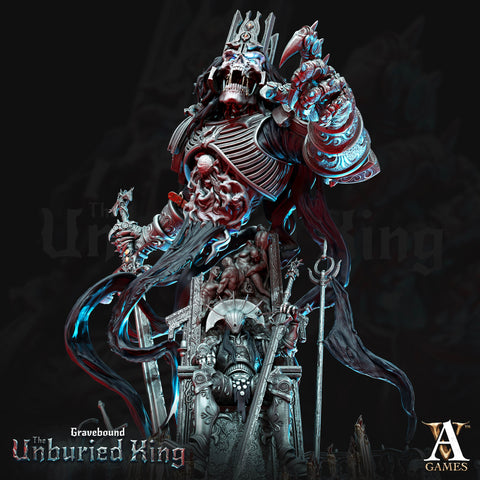 Undead Alliance Death Knight King on Throne and Lich King | 100mm Base | D&D 5E | Dungeons and Dragons | Atrum Rex | Archvillain Games