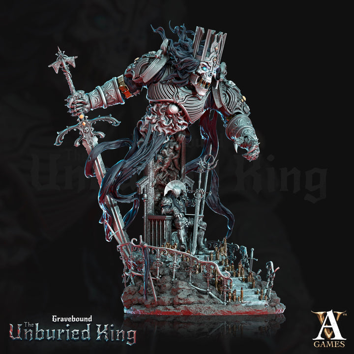 Undead Alliance Death Knight King on Throne and Lich King | 100mm Base | D&amp;D 5E | Dungeons and Dragons | Atrum Rex | Archvillain Games