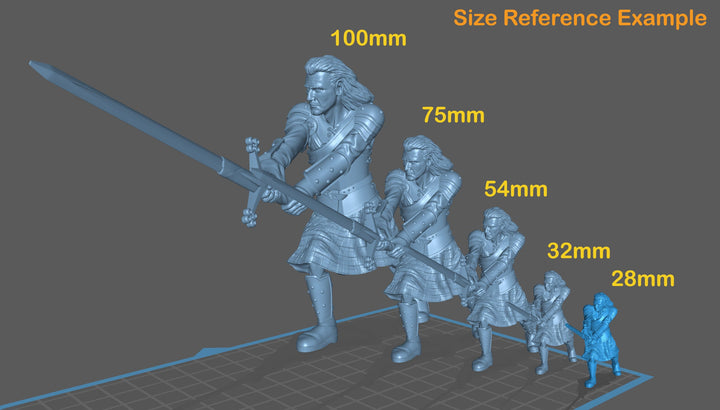 Human Highlander Ranger Fighter | Miniature | 5 Sizes /Scale | Pathfinder Figure| DnD | Ranger Figurine unpainted |