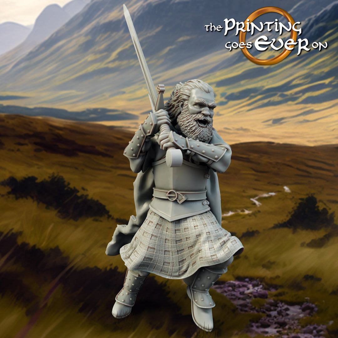 Human Highlander Ranger Fighter | Miniature | 28mm, 32mm, 54mm,75mm,100mm Scale | Pathfinder Figure| DnD | Human Ranger Figurine unpainted |