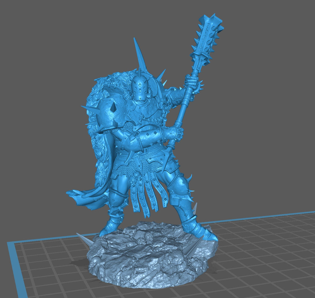 Human Chaos Fighter Oathbreaker Paladin, Unpainted Miniature | 28mm, 32mm,54mm,75mm,100mm Scales | Dungeons and Dragons | Archvillain Games
