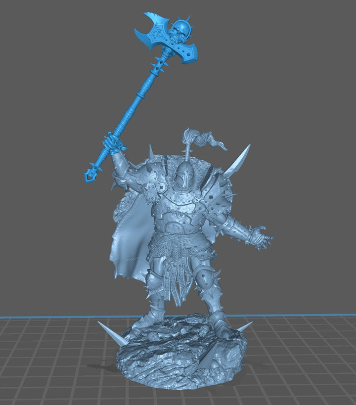 Human Chaos Fighter Oathbreaker Paladin, Unpainted Miniature | 28mm, 32mm,54mm,75mm,100mm Scales | Dungeons and Dragons | Archvillain Games