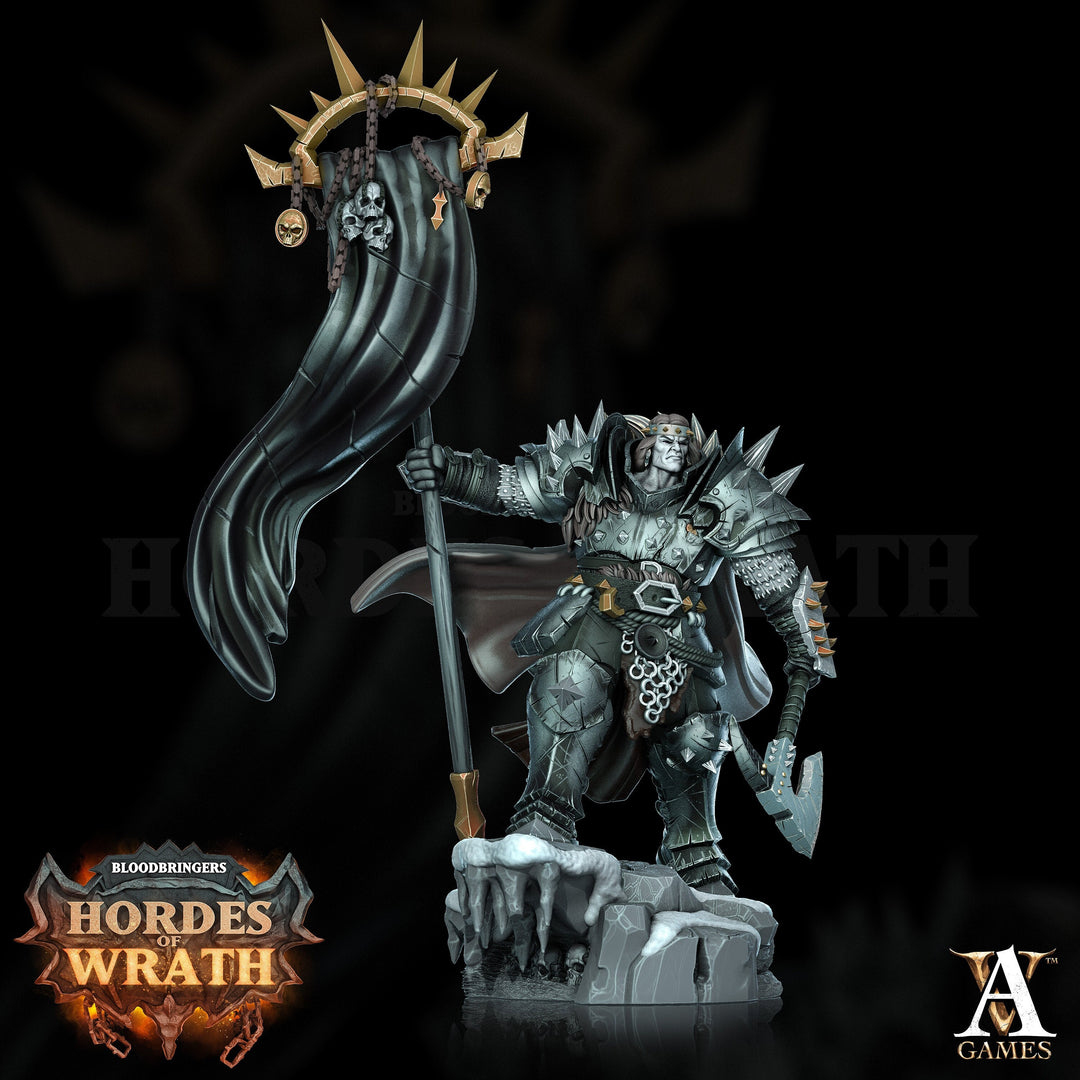 Human Oathbreaker Paladin Chaos Knight Sword & Banner Unpainted Miniature | 28mm, 32mm, 54mm,75mm Scales | Dungeons and Dragons | Pathfinder