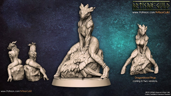 Lusty Dragonborn Draconian Maid | 28mm, 32mm, 54mm, 75mm Scale Resin Miniature | Dungeons and Dragons D&amp;D 5e | Pathfinder | Artisan Guild