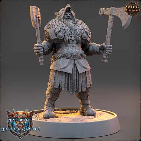 Viking Human Barbarian Berserker PC NPC | 28mm, 32mm, 54mm, 75mm Scales 100mm Tall | Dungeons and Dragons | Pathfinder | Daybreak Miniatures