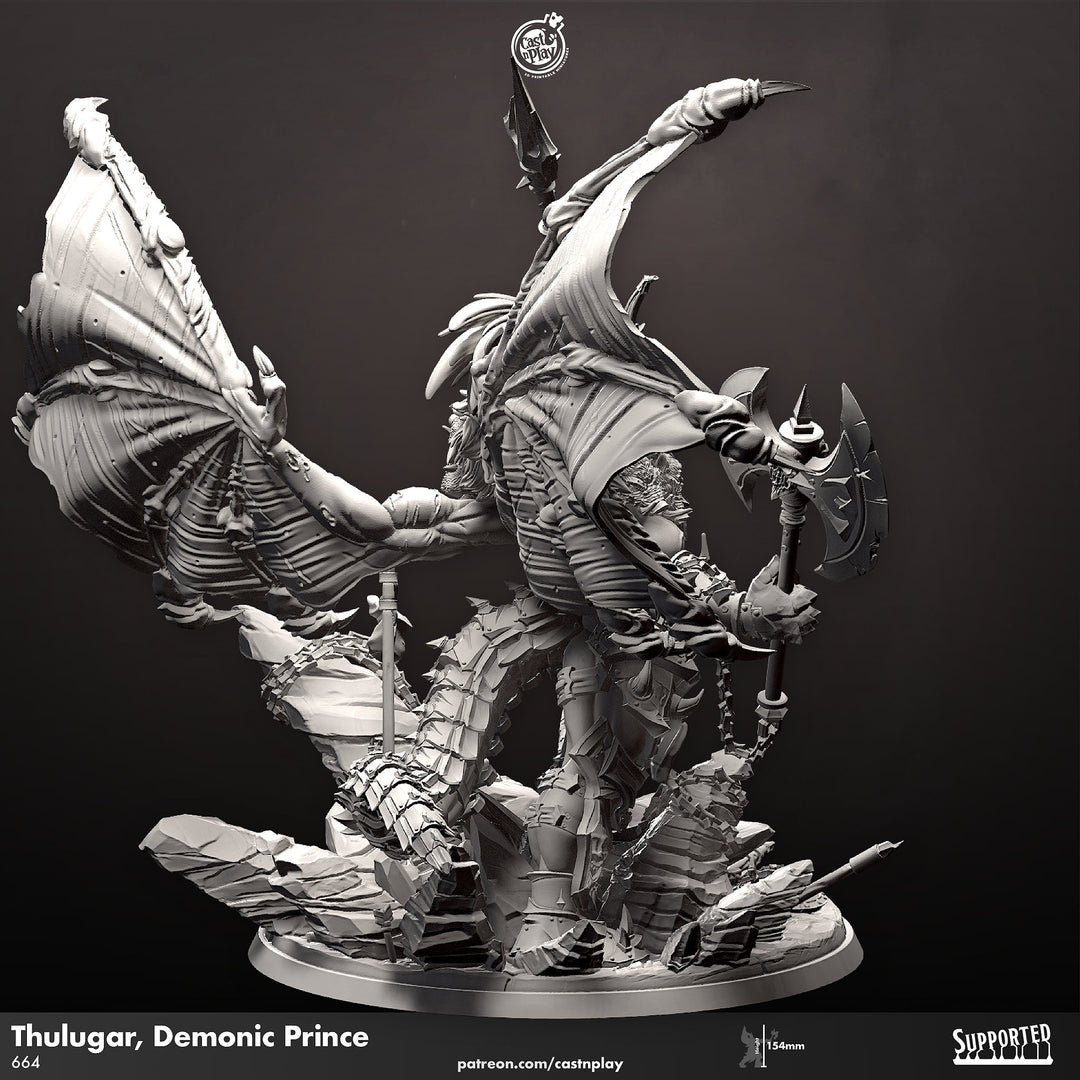 Demonic Prince Thulgar, Demon Lord, Devil | 28mm and 32mm Scale | Dungeons and Dragons 5e | Pathfinder | Figurine Mini | Cast n Play