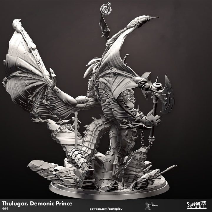 Demonic Prince Thulgar, Demon Lord, Devil | 28mm and 32mm Scale | Dungeons and Dragons 5e | Pathfinder | Figurine Mini | Cast n Play