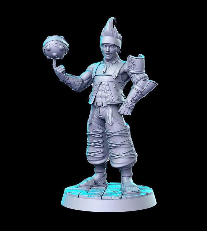 Rogue Fighter Wakka Classic JRPG | 28mm,32mm, 54mm,75mm Scale Miniature | Unpainted resin Figurine D&D Tabletop Fantasy Miniature Gaming
