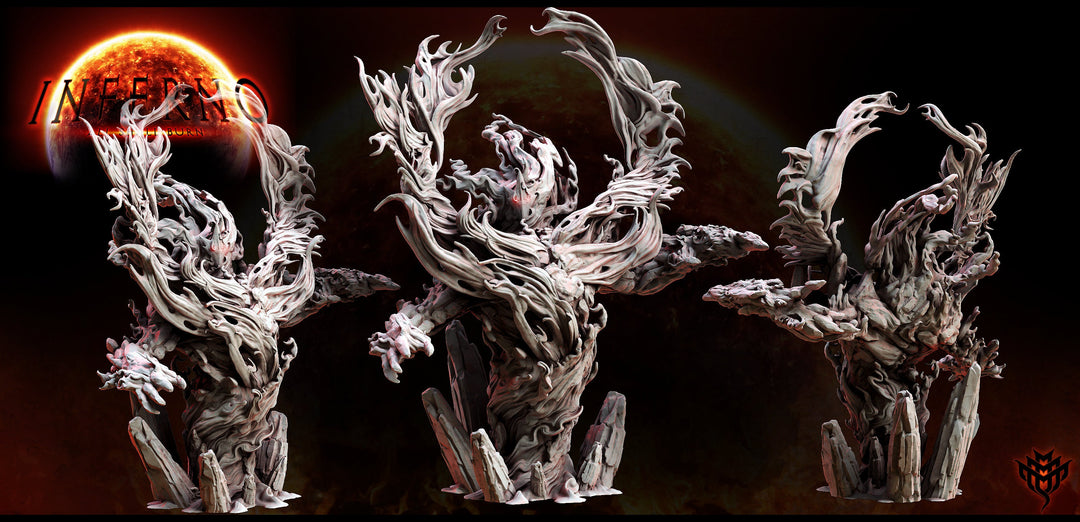 Greater Fire Elementa| Dungeons and Dragons Miniature Available: 28mm, 32mm 75mm Scale |- Minis - D&amp;D 5e Desert | Mini Monster Mayhem