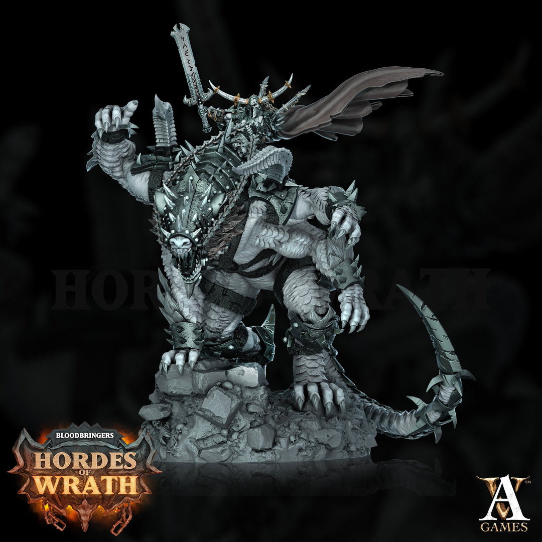 Chaos Lord on Demon Beast. Oathbreaker Paladin mounted | 80mmX 60mm Base | 28mm & 32mm Scales | Dungeons and Dragons | Archvillain Games