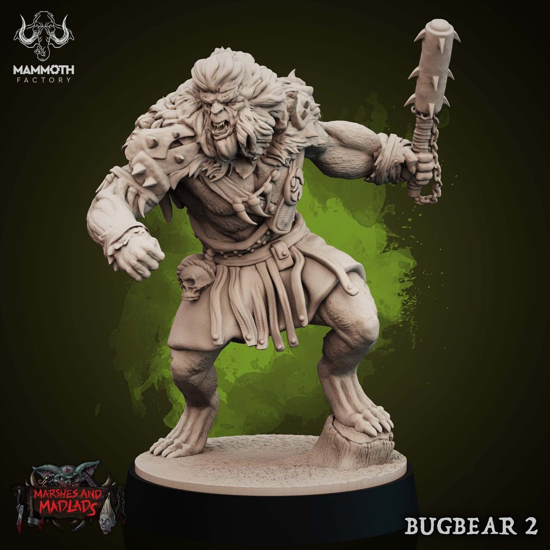 Bugbear Fighter Warrior Barbarian Mace | Scales 28mm,32mm,54mm, 75mm | Megaboss | Dungeons and Dragons |Pathfinder | Mammoth Factory