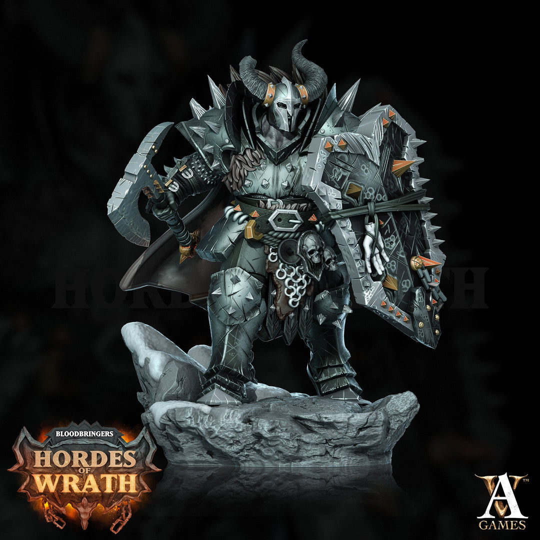 Human Oathbreaker Paladin Chaos Knight Axe & Shield Unpainted Miniature | 28mm, 32mm, 54mm,75mm, 100m Scales | D and D| Pathfinder