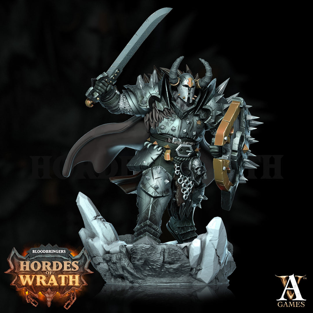 Human Oathbreaker Paladin Chaos Knight Sword & Shield Unpainted Miniature | 28mm, 32mm, 54mm,75mm, 100mm Scales | D and D | Pathfinder